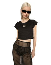 Cropped jersey T-shirt with Dolce&Gabbana tag - | Dolce & Gabbana