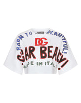 Cropped jersey T-shirt with Dolce&Gabbana lettering - | Dolce & Gabbana