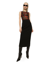 Sleeveless tulle top with cherry print and draping - | Dolce & Gabbana