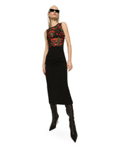 Sleeveless tulle top with cherry print and draping - | Dolce & Gabbana