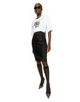 T-shirt with flocked DG logo - | Dolce & Gabbana