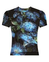 Tulle T-shirt with bluebell print - | Dolce & Gabbana