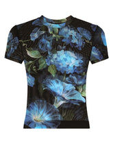 Tulle T-shirt with bluebell print - | Dolce & Gabbana
