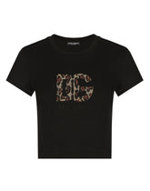 Short T-shirt with fusible-rhinestone DG logo - | Dolce & Gabbana