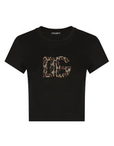 Short T-shirt with fusible-rhinestone DG logo - | Dolce & Gabbana