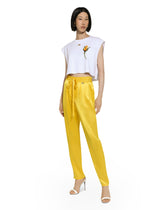 Cropped jersey T-shirt with DG logo and rose-embroidered patch - | Dolce & Gabbana