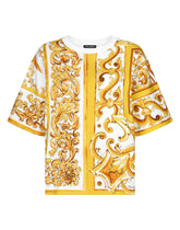 Cotton jersey T-shirt with majolica print - | Dolce & Gabbana