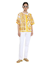 Cotton jersey T-shirt with majolica print - | Dolce & Gabbana