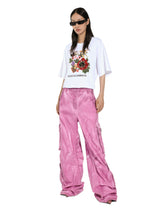 Jersey T-shirt with print and floral embroidery - | Dolce & Gabbana