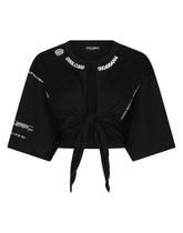 Open-front cotton jersey T-shirt with knot detail DGVIB3 - | Dolce & Gabbana