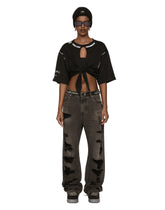 Open-front cotton jersey T-shirt with knot detail DGVIB3 - | Dolce & Gabbana