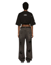 Open-front cotton jersey T-shirt with knot detail DGVIB3 - | Dolce & Gabbana