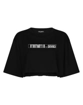 Cropped short-sleeved cotton jersey T-shirt with round neck DGVIB3 - | Dolce & Gabbana
