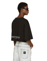 Cropped short-sleeved cotton jersey T-shirt with round neck DGVIB3 - | Dolce & Gabbana