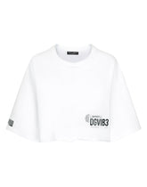 Cropped short-sleeved cotton jersey T-shirt with round neck DGVIB3 - | Dolce & Gabbana