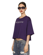 Cropped short-sleeved cotton jersey T-shirt with round neck DGVIB3 - | Dolce & Gabbana