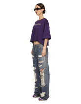 Cropped short-sleeved cotton jersey T-shirt with round neck DGVIB3 - | Dolce & Gabbana