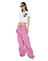 Cropped jersey T-shirt with flower appliqué - | Dolce & Gabbana