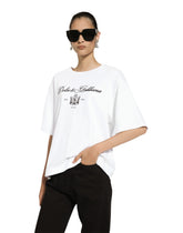 Jersey T-shirt with Dolce&Gabbana logo lettering - | Dolce & Gabbana