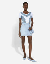 Jersey T-shirt with DG logo and lace inserts - | Dolce & Gabbana