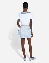 Jersey T-shirt with DG logo and lace inserts - | Dolce & Gabbana