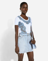 Jersey T-shirt with DG logo and lace inserts - | Dolce & Gabbana