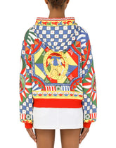 Cropped jersey hoodie with Carretto print - | Dolce & Gabbana