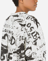 Jersey sweatshirt with DG graffiti print with pearl and stud embellishment - | Dolce & Gabbana