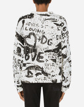 Jersey sweatshirt with DG graffiti print with pearl and stud embellishment - | Dolce & Gabbana
