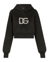 Technical jersey hoodie with crystal-embellished DG logo - | Dolce & Gabbana