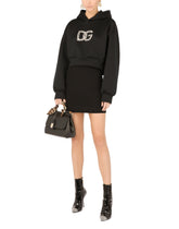 Technical jersey hoodie with crystal-embellished DG logo - | Dolce & Gabbana