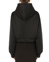 Technical jersey hoodie with crystal-embellished DG logo - | Dolce & Gabbana