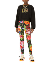Cropped jersey sweatshirt with brocade DG logo - | Dolce & Gabbana