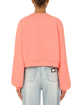Cropped jersey sweatshirt with DG logo print - | Dolce & Gabbana