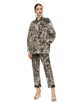 Marbled denim jacket with branded plate - | Dolce & Gabbana