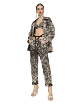 Marbled denim jacket with branded plate - | Dolce & Gabbana