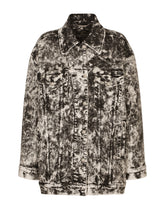 Marbled denim jacket with branded plate - | Dolce & Gabbana