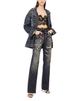Denim jacket with rhinestone details - | Dolce & Gabbana