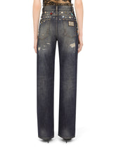 Denim jacket with rhinestone details - | Dolce & Gabbana