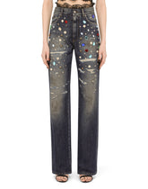Denim jacket with rhinestone details - | Dolce & Gabbana