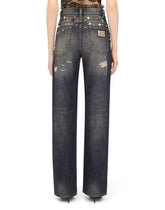 Denim jacket with rhinestone details - | Dolce & Gabbana