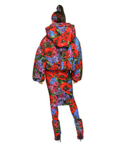 Short meadow-print nylon down jacket - | Dolce & Gabbana