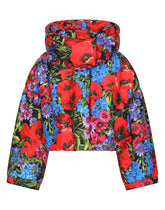 Short meadow-print nylon down jacket - | Dolce & Gabbana