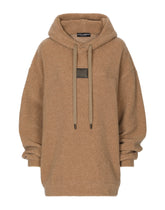 Wool jersey hoodie with logo tag - | Dolce & Gabbana