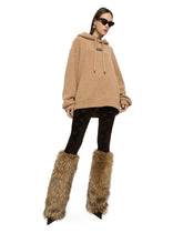 Wool jersey hoodie with logo tag - | Dolce & Gabbana