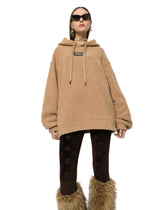 Wool jersey hoodie with logo tag - | Dolce & Gabbana