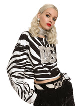 Zebra-print interlock sweatshirt with crystal-embellished DG logo - | Dolce & Gabbana