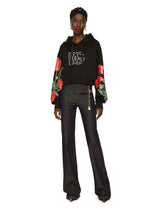 Jersey hoodie with floral embroidery - | Dolce & Gabbana