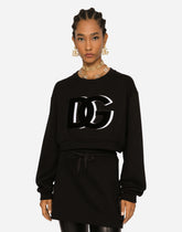 Cropped jersey sweatshirt with DG logo patch - | Dolce & Gabbana