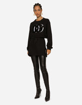 Cropped jersey sweatshirt with DG logo patch - | Dolce & Gabbana